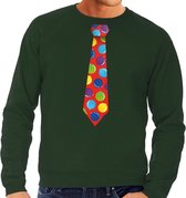 Foute kersttrui / sweater stropdas met kerstballen print groen voor heren S