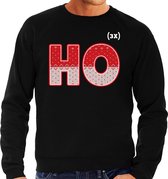 Foute Kersttrui / sweater - ho ho ho - zwart voor heren - kerstkleding / kerst outfit L