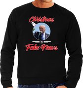 Trump Christmas is fake news foute Kerst trui - zwart - heren - Kerst sweater / Kerst outfit S