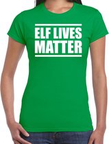 Elf lives matter Kerstshirt / Kerst t-shirt groen voor dames - Kerstkleding / Christmas outfit L