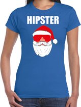 Fout Kerstshirt / Kerst t-shirt Hipster Santa blauw voor dames- Kerstkleding / Christmas outfit XXL