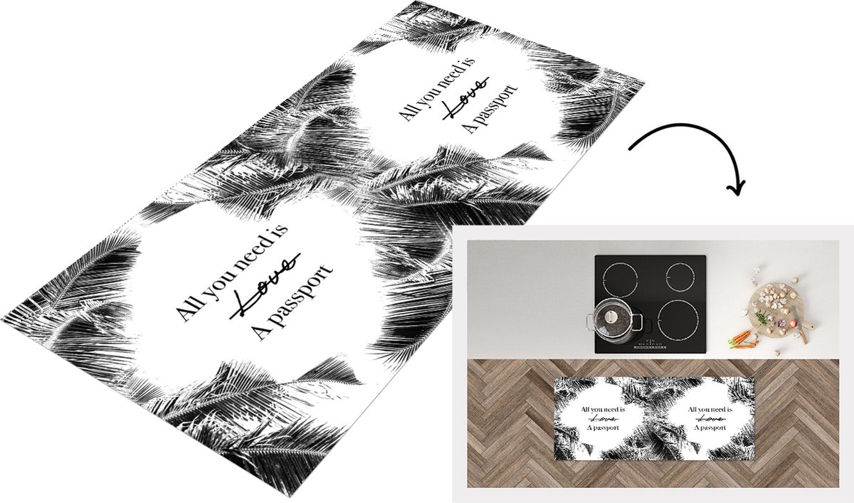 KitchenYeah Keukenloper - Loper keuken - Spreuken - Quotes - All you need is a passport - Paspoort - 120x50 cm - Keukenloper vinyl Multicolor