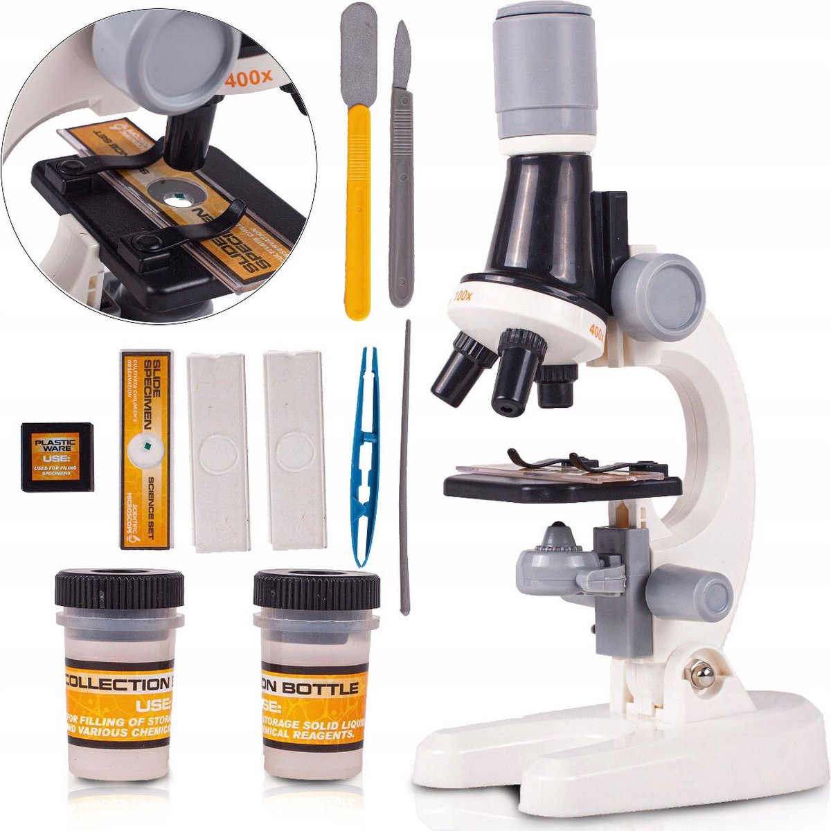 Kinder Microscoop - Junior - Educatief - Wetenschap - Techniek - Biologie - Microscoop met LED Verlichting - Speelgoed - Wit