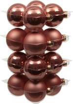 Othmara Kerstballen - 16 stuks - glas - koraal roze - 8 cm