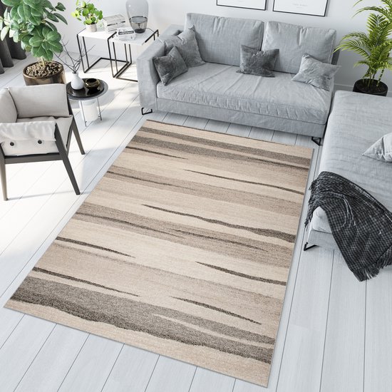 Tapiso Sari Revêtement de sol Salon Chambre à poils bas Beige Ambiance de vie moderne Intérieur abstrait Tapis durable de haute qualité Taille - 180 x 260 cm