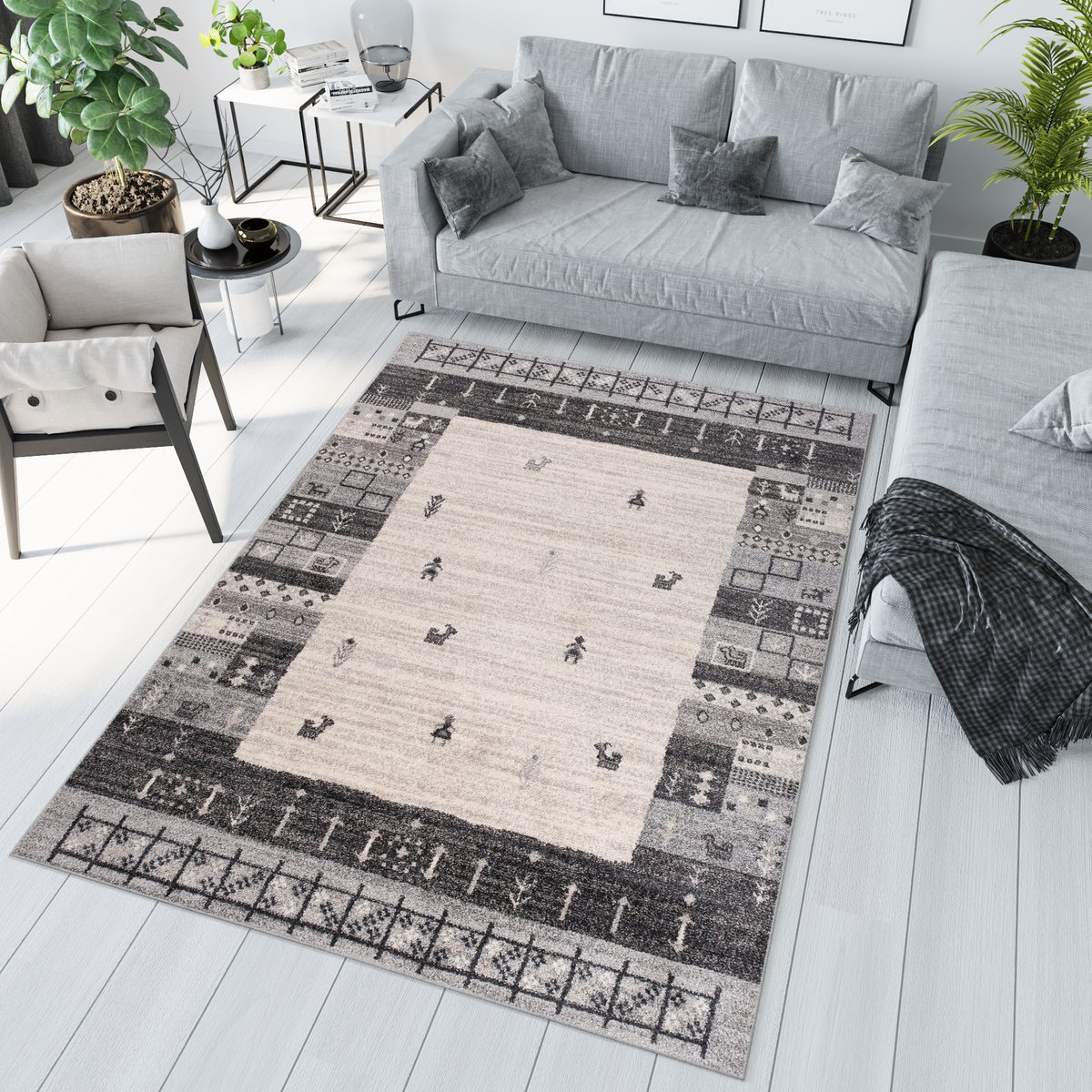 Tapiso Sari Vloerkleed Laagpolig Boho Tapijt Karpet Maat- 80x150