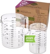TreeBox Tasse à mesurer en Glas – Ensemble de 2 Verres doseurs – Résistant à la chaleur et au micro-ondes – Tasse à mesurer 1 litre et 500 ml