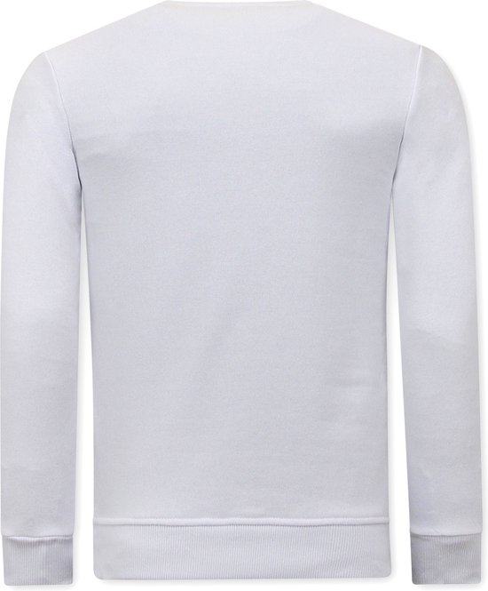 Pull Homme avec Imprimé - Tête de Mort Strass - 3796 - Wit