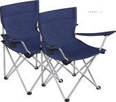 FURNIBELLA -  Campingstoelen, set van 2, klapstoelen, outdoor stoelen met armleuningen en drinkhouder, stevig frame, belastbaar tot 120 kg
