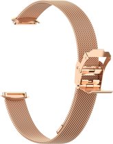 By Qubix - Geschikt voor fitbit luxe bandje - Milanese bandje met klemsluiting - Champagne goud Smartwatchbandje horlogeband polsband Armband Strap