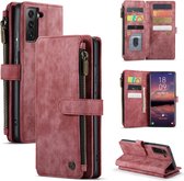Hoesje geschikt voor Samsung Galaxy S22 5G - Wallet Book Case - met Rits en Magneetsluiting - met RFID bescherming - Rood
