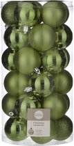 60x stuks kunststof kerstballen donkergroen 6 cm - Onbreekbare kerstballen 6 cm
