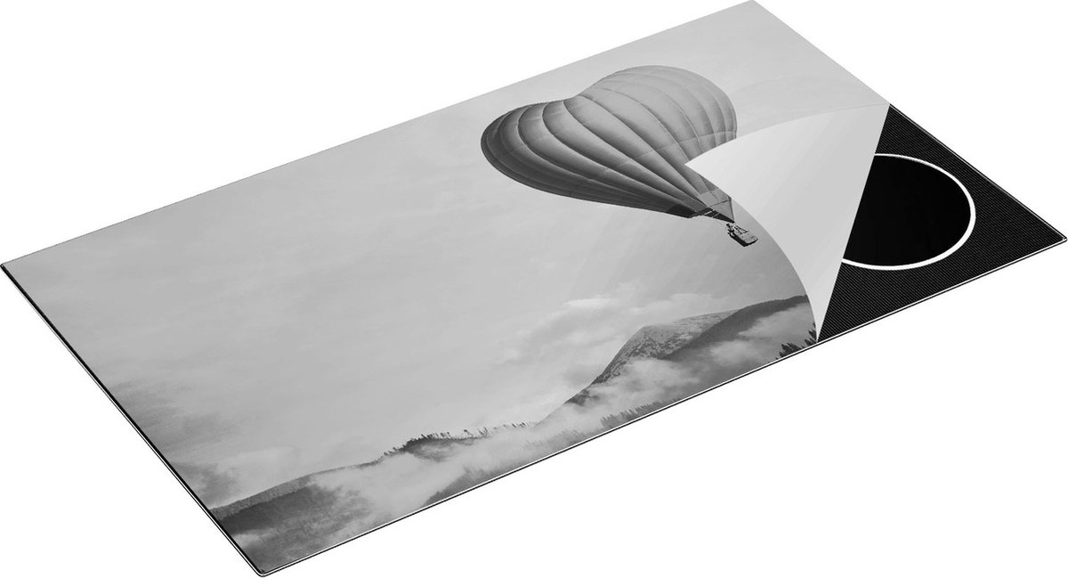 Chefcare Inductie Beschermer Luchtballon in de Vorm van een Hart - Zwart Wit - 95x55 cm - Afdekplaat Inductie - Kookplaat Beschermer - Inductie Mat