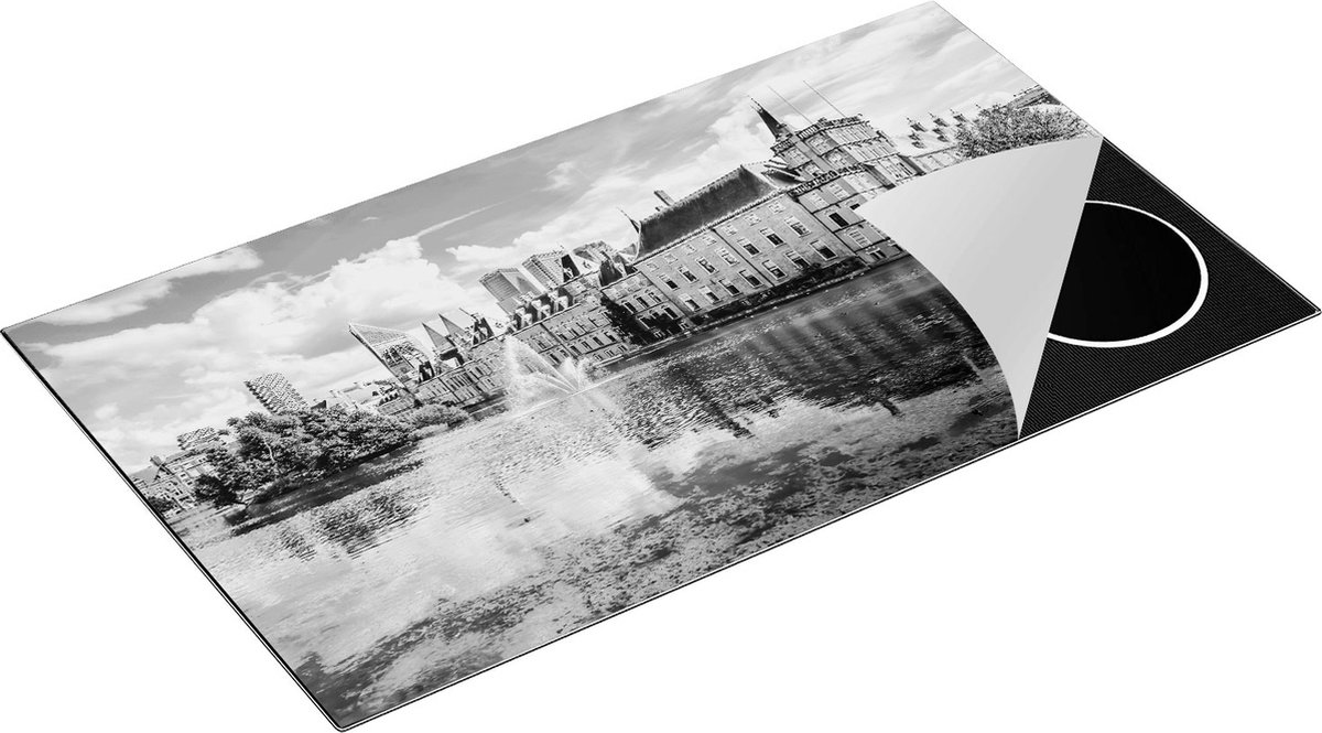 Chefcare Inductie Beschermer Binnenhof met het Hofvijver in Den Haag - Zwart Wit - 90x50 cm - Afdekplaat Inductie - Kookplaat Beschermer - Inductie Mat