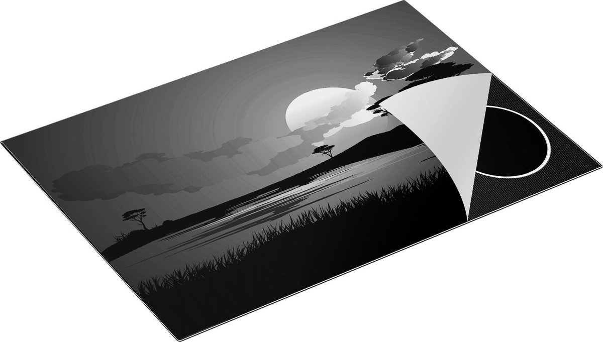 Chefcare Inductie Beschermer Rode Zonsondergang in de Savanne - Abstract - Zwart Wit - 75x52 cm - Afdekplaat Inductie - Kookplaat Beschermer - Inductie Mat