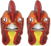 2x stuks plastic hanen/kippen dieren masker voor volwassenen