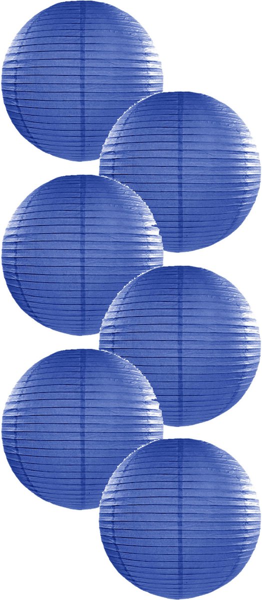 Luxe bol feest lampion - Pakket van 6x stuks - donkerblauw - dia 25 cm - papier - Feestartikelen/versieringen