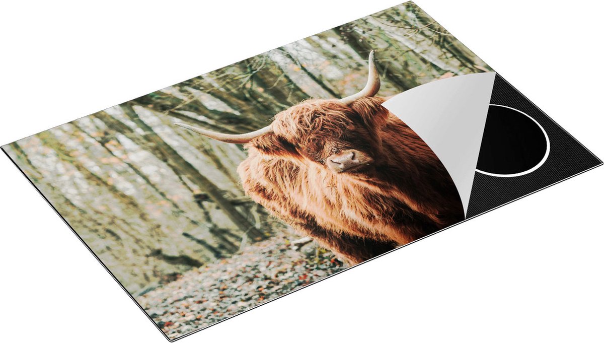 Chefcare Inductie Beschermer Schotse Hooglander in de Bossen - 81,6x52,7 cm - Afdekplaat Inductie - Kookplaat Beschermer - Inductie Mat