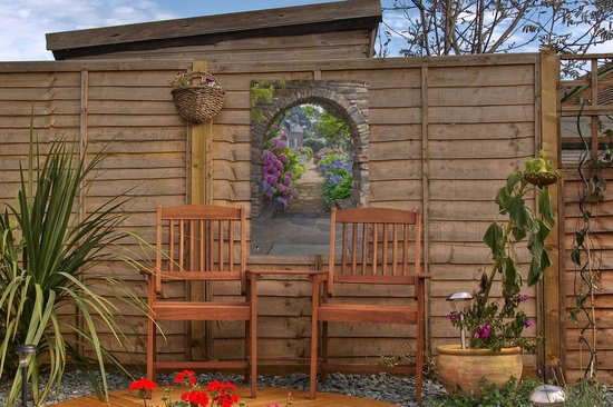 Affiche de jardin - Transparente - Hortensia - Fleurs - Maison - Jardin - 40x60 cm - Décoration de clôture - Toile de jardin