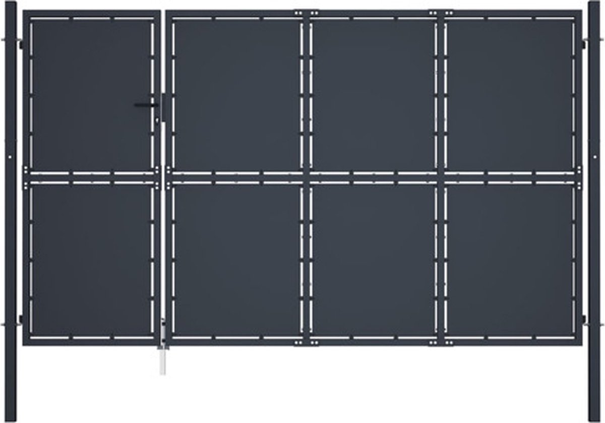 vidaXL - Tuinpoort - staal - 350x200 - cm - antraciet