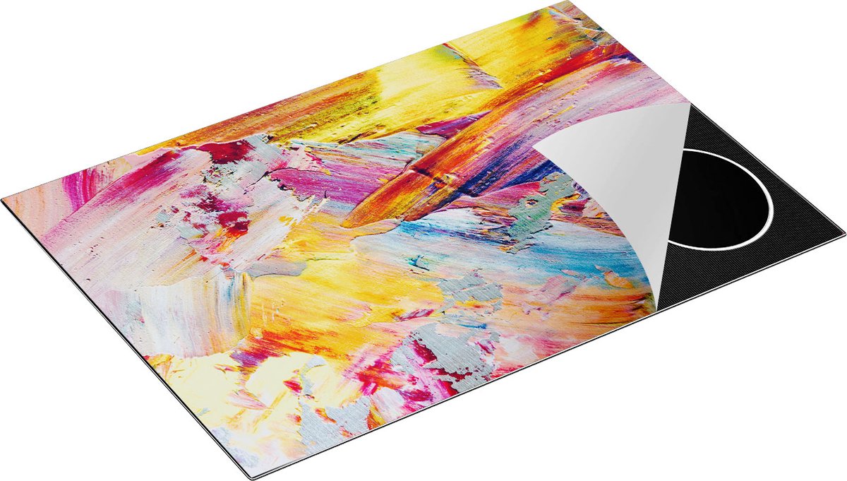 Chefcare Inductie Beschermer Abstracte Kunst - Aquarel Gemengde Kleuren - 75x52 cm - Afdekplaat Inductie - Kookplaat Beschermer - Inductie Mat