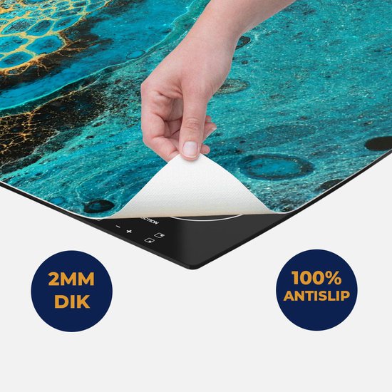 Chefcare Inductie Beschermer Abstracte Kunst - Creatieve Blauwe Kleuren - 58,3x51,3 cm - Afdekplaat Inductie - Kookplaat Beschermer - Inductie Mat