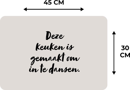 Set de table - Cette cuisine est faite pour danser - Taupe - Citation - 45x30 cm - 6 pièces - Résistant à la chaleur - Antidérapant - Coussinet - Amovible