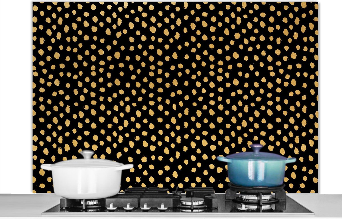 Spatscherm - Stippen - Goud - Patronen - Muurbeschermer - Keuken - Spatscherm keuken - 120x80 cm