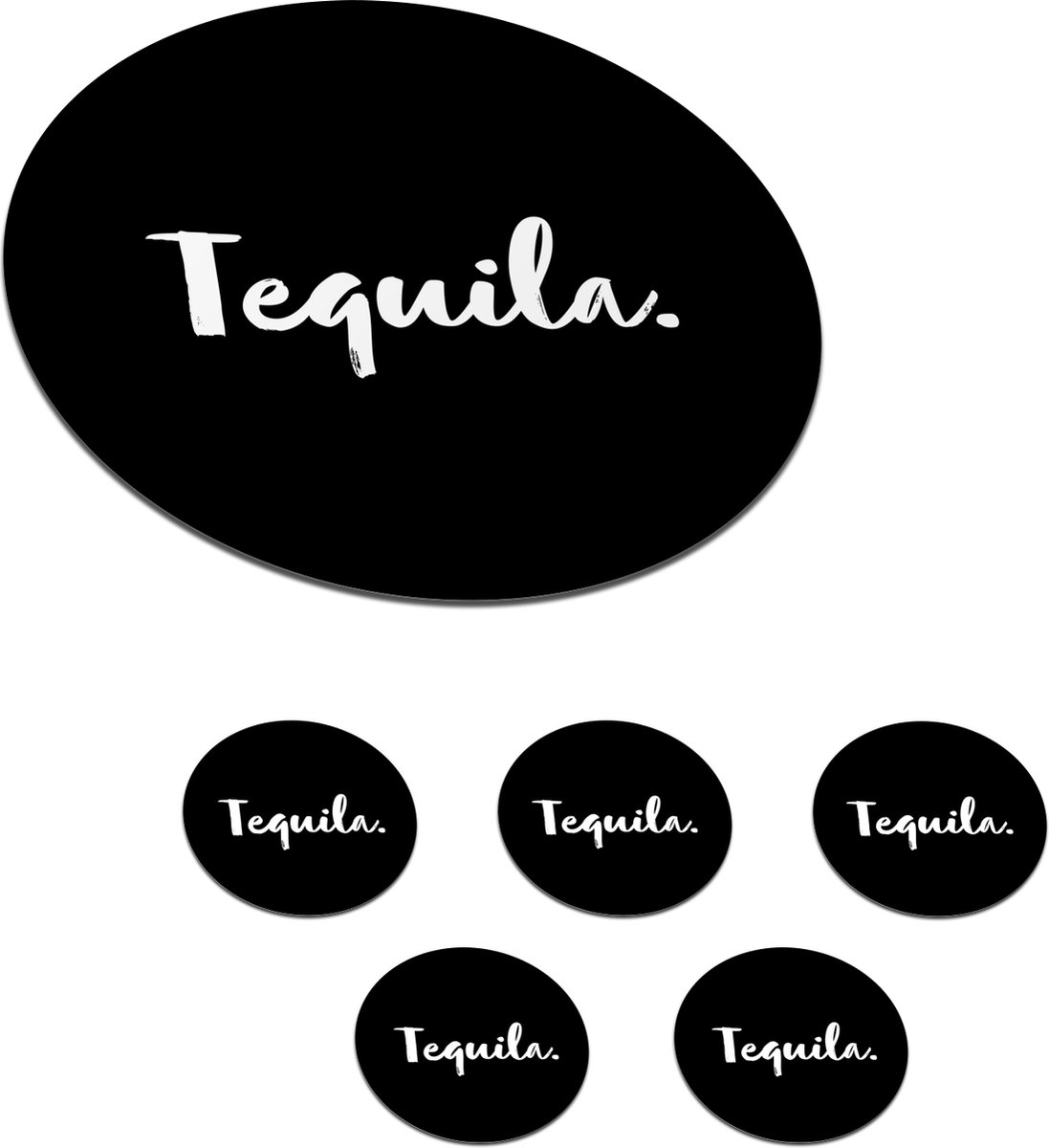 Onderzetters voor glazen - Rond - Tequila - Quotes - Drank - Alcohol - Tekst - 10x10 cm - Glasonderzetters - 6 stuks - KitchenYeah