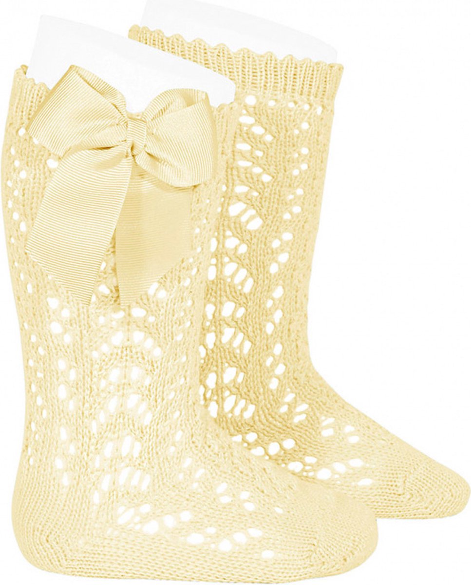 Cóndor Kniekous Opengewerkt Grosgrain Strik | 2519/2 | Butteryellow/Lichtgeel | 21-23 | maat 3