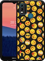 Nokia C21 Plus Hoesje Zwart Emoji - Designed by Cazy