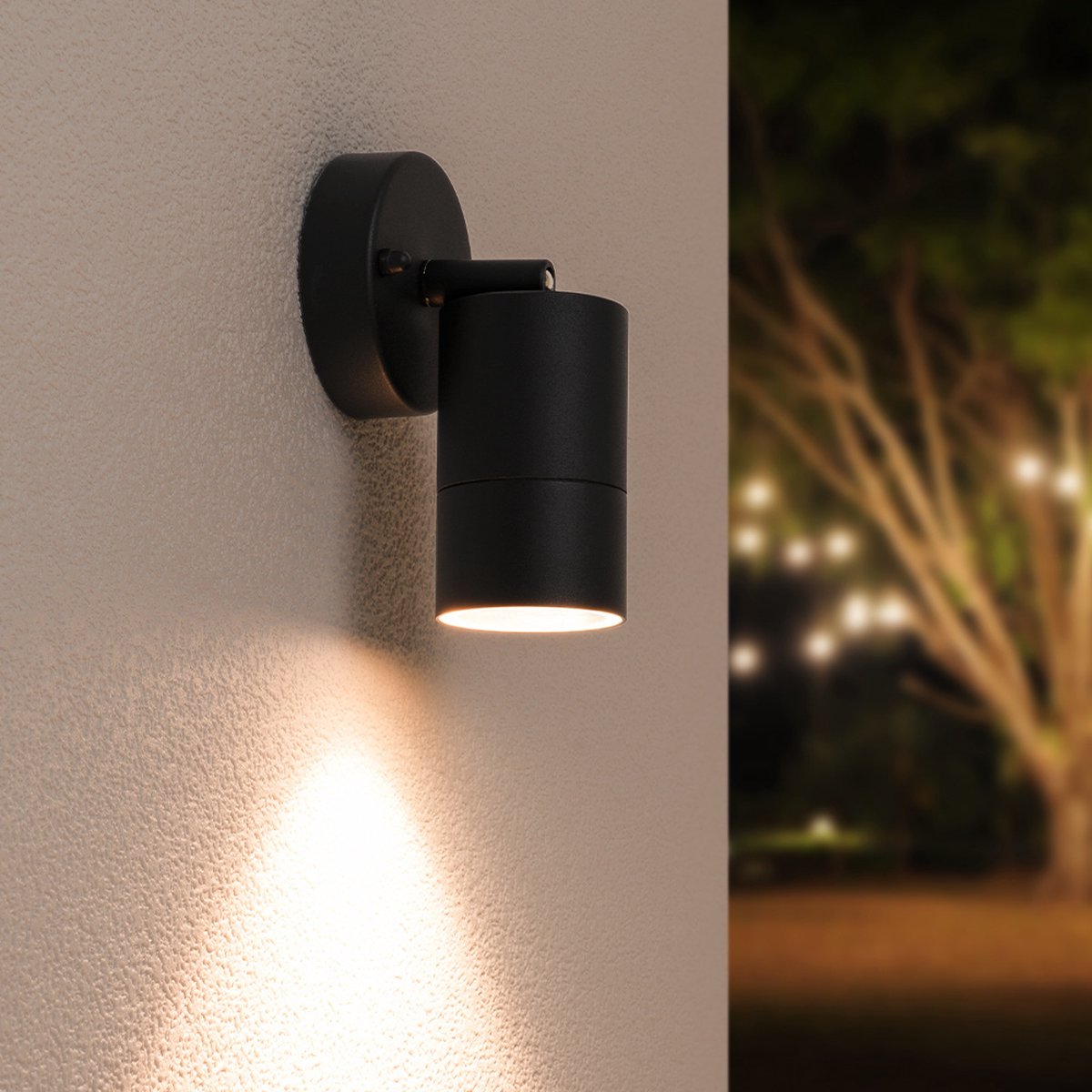 HOFTRONIC Lago - LED Wandspot - Zwart - IP44 spatwaterdicht - Exclusief GU10 lichtbron - Dimbaar - Kantelbaar - Aluminium design spotlamp - Moderne muurlamp - Plafondspot - zowel geschikt als binnen- en buitenverlichting - 3 jaar garantie