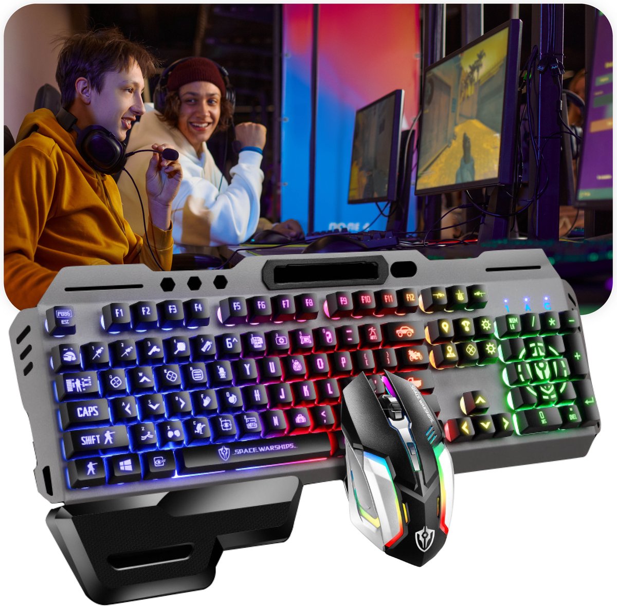 Tavaro Gaming Keyboard - Mechanisch Keyboard - RGB - Toetsenbord - Telefoonhouder