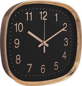QUVIO Horloge Murale - Klok - Grande Horloge Murale - Horloge Murale - Horloges de Horloges de cuisine de Salle de Bain - Intérieur - Glas - Plastique - Or Rose - Zwart - Diamètre 29,5 cm