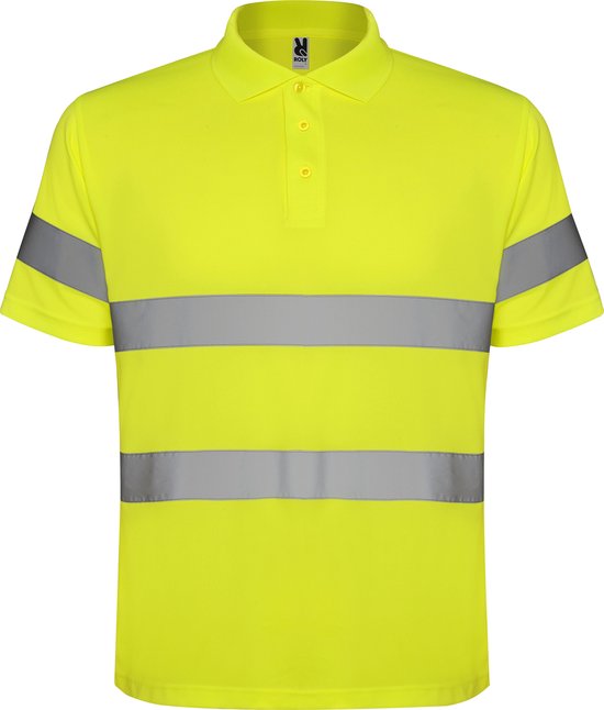 High Visibility Polo Shirt Polaris Fluor Geel met reflecterende strepen Size S merk Roly