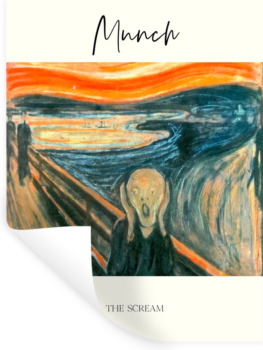 Muurstickers - Sticker Folie - Schilderij - De schreeuw - Edvard Munch - 90x120 cm - Plakfolie - Muurstickers Kinderkamer - Zelfklevend Behang - Zelfklevend behangpapier - Stickerfolie