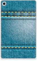 Étui pour tablette Lenovo Tab M10 Plus (3e génération) Coque arrière en Siliconen Design Jeans avec côtés transparents