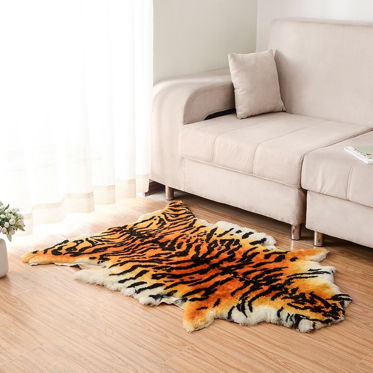 Fine Asianliving 100% Genuine Real Sheepskin Rug Tiger 70x110cm