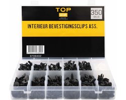 Topgear Interieurclips Assortimentsbox - 350 stuks - Diverse maten en soorten - Handige opbergvakken