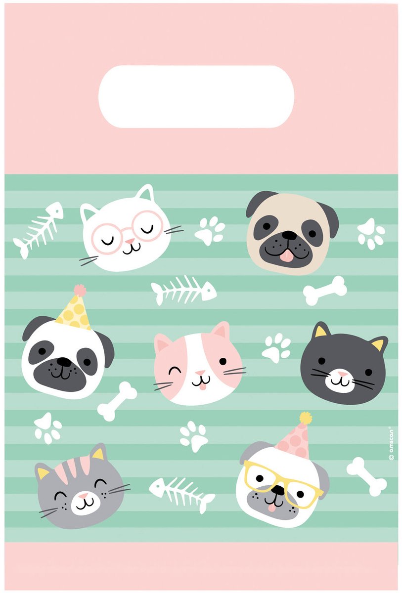Amscan - Hello Pets - Uitdeel zakjes papier (8 stuks)