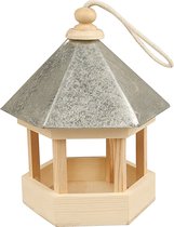 Vogelvoederhuis met zinken dak, afm 22x18x16,5 cm, 1 stuk, grenen