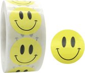 500 Stickers Smiley Op Een Rol - 2,5cm - Stickers Smiley - Label Smiley - Beloningsstickers - Stickers Kinderen - Sluitsticker - Sluitzegel - blij - geel - ixen