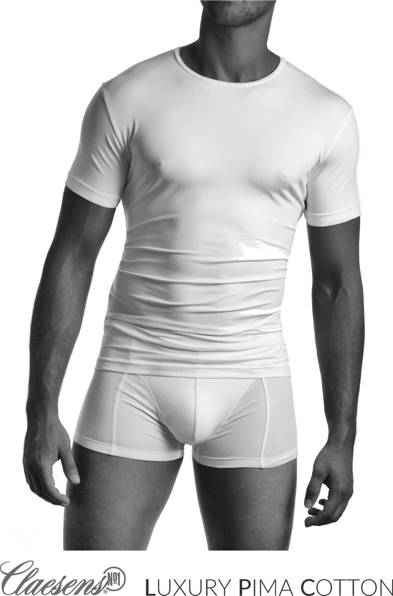 Claesen s Heren Pima R Neck T Shirt Wit 10 Lycra 90 Katoen bol