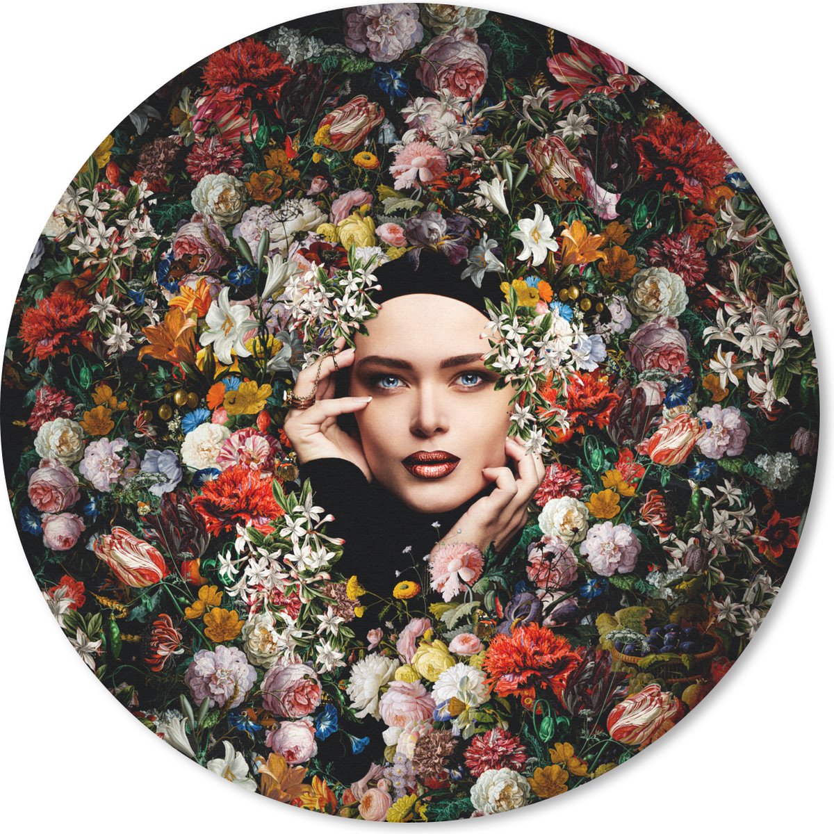 Muismat rond 30x30 cm - Mousepad Bloem - Vrouwen - Portret - Botanisch - Ronde muismatten