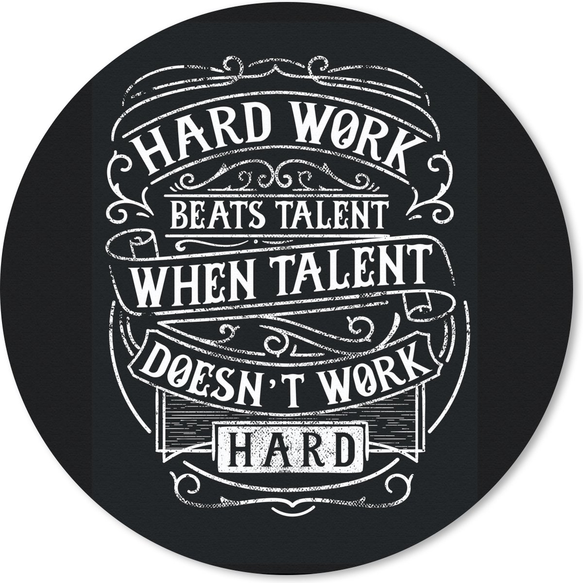 Muismat rond 30x30 cm - Mousepad Werk - Retro - Quote - Ronde muismatten