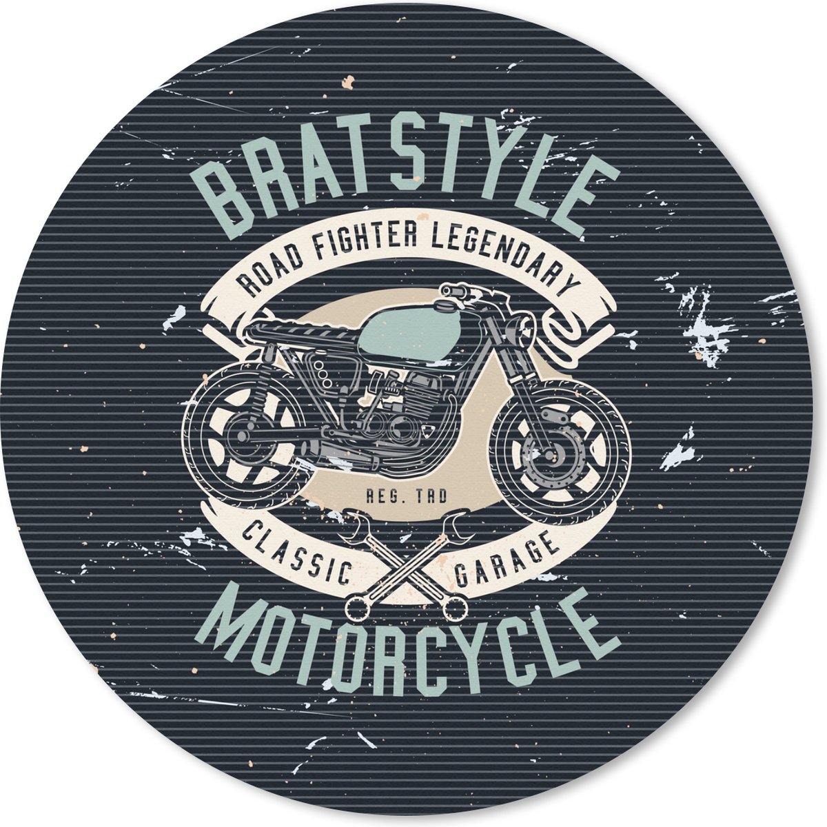 Muismat rond 20x20 cm - Mousepad Mancave - Motorfiets - Retro - Tekening - Ronde muismatten