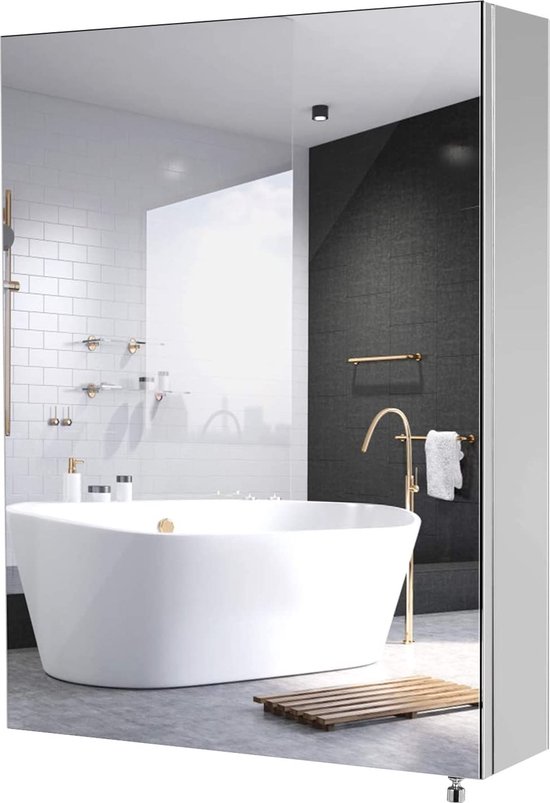 Ronde aluminium badkamer spiegelkast 80x80 – verwarmd, USB