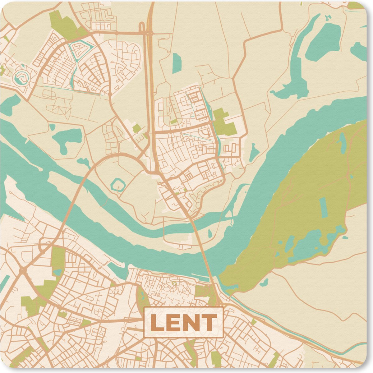 Muismat 30x30 cm - Mousepad Lent - Kaart - Stadskaart - Plattegrond - Muismatten - Stadskaart