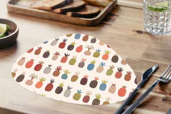 Set de table bio - Napperons bio - Sets de table - Ananas - Arc-en-ciel - Rétro - Fruits - 10 pièces