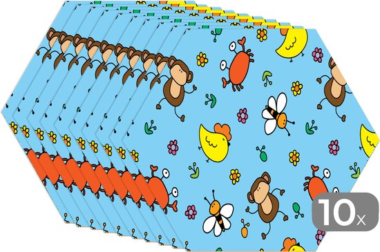 Napperons de table hexagon - Sets de table sets de table - Set de table hexagone - Animaux - Abeilles - Motifs - 10 pièces